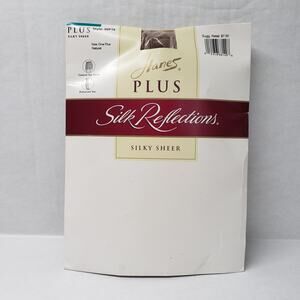 Vintage Hanes Pantyhose One Size Plus Silk Reflections Natural Control Top Sheer